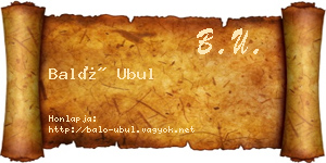 Baló Ubul névjegykártya